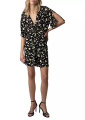 Zadig & Voltaire Rozom Soft Crinkle Roses Minidress