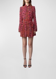 Zadig & Voltaire Ryde Leopard Crepe de Chine Mini Dress 