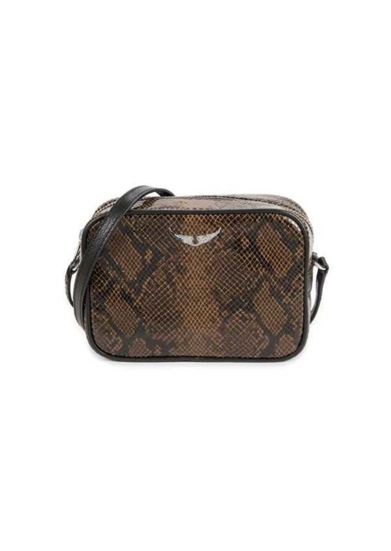 Zadig & Voltaire Small Python Embossed Leather Boxy Shoulder Bag