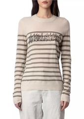 Zadig & Voltaire Source Striped Slogan Cashmere Sweater