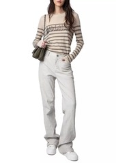 Zadig & Voltaire Source Striped Slogan Cashmere Sweater