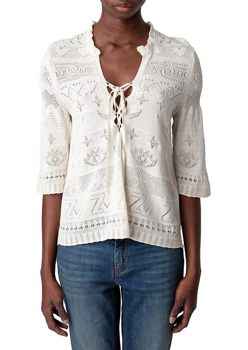 Zadig & Voltaire Taho Dentelle Cotton Tunic Blouse In Ecru