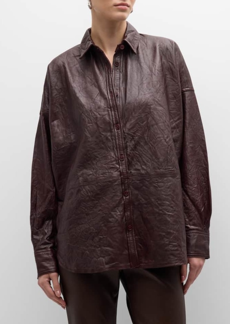 Zadig & Voltaire Tamara Crinkled Leather Shirt 