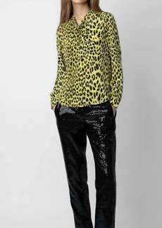 Zadig & Voltaire Taos Leopard Silk Blouse In Jonquil