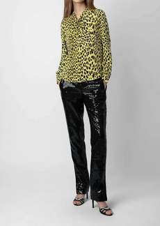 Zadig & Voltaire Taos Leopard Silk Blouse In Jonquil