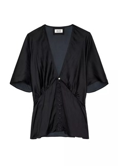 Zadig & Voltaire Thodri Satin Button-Front Blouse