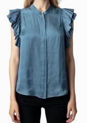 Zadig & Voltaire Tiza Satin Blouse In Bluestone