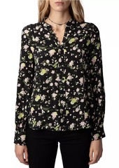 Zadig & Voltaire Twina Soft Crinkle Roses Blouse