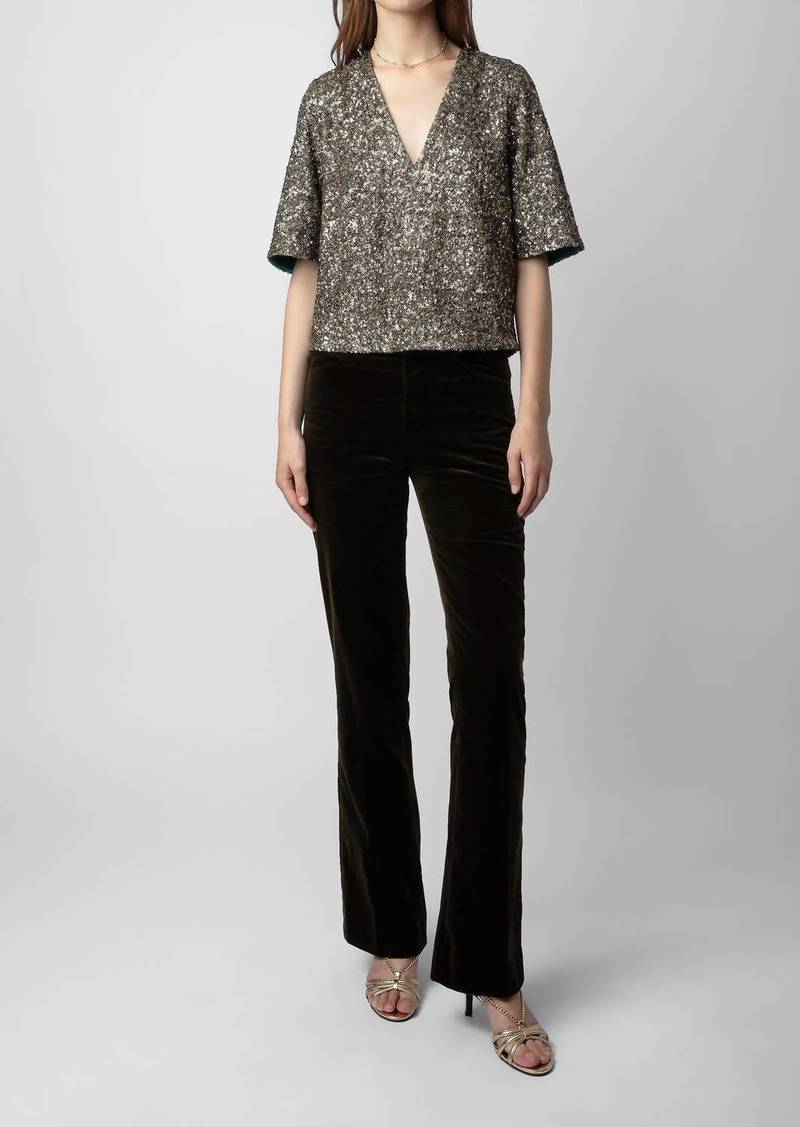 Zadig & Voltaire Tytane Sequin Blouse In Bronze