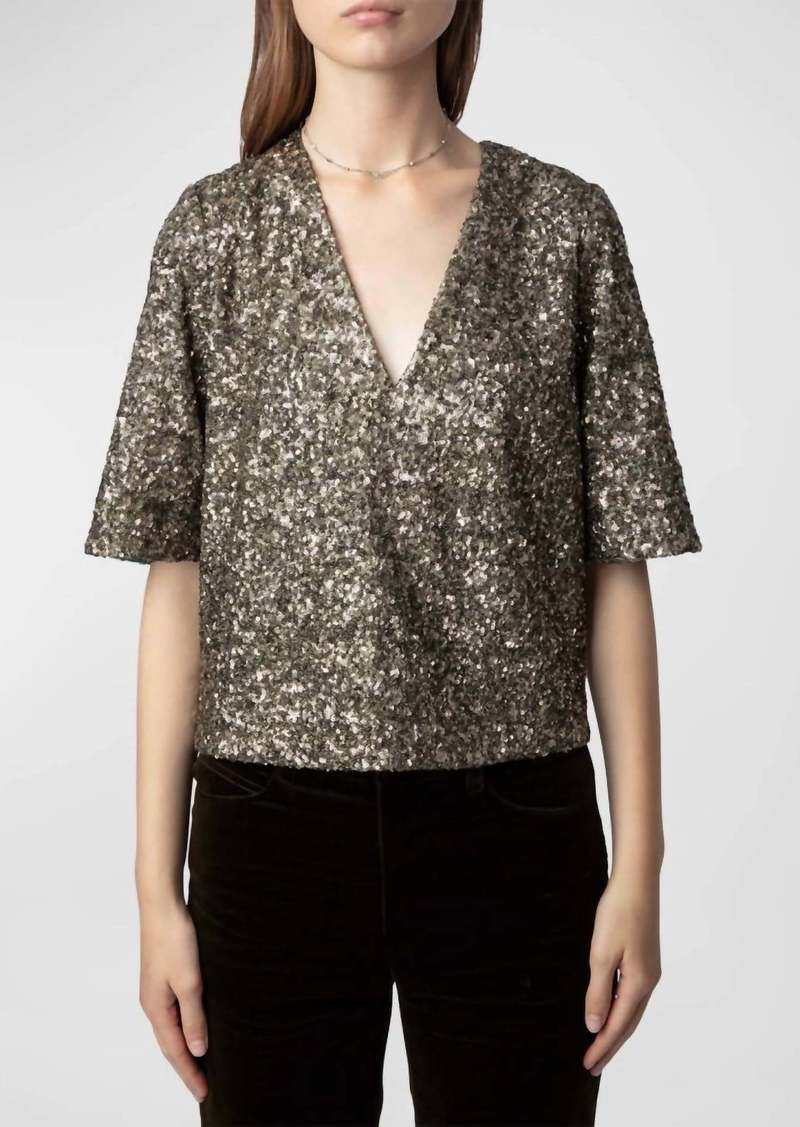 Zadig & Voltaire Tytane Sequin Top In Bronze