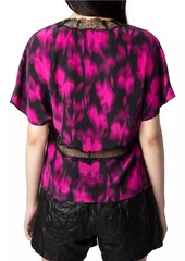 Zadig & Voltaire Tzar Floral Silk Lace-Trim Top