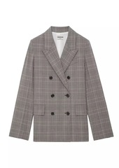 Zadig & Voltaire Vaena Prince Of Wales Check Double-Breasted Blazer
