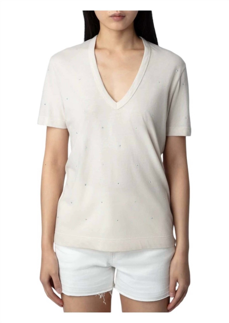 Zadig & Voltaire Wassa Crystal Studded Tee Shirt In Petale