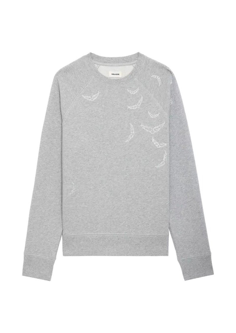 Zadig & Voltaire Wing Crystal-Embellished Crewneck Sweatshirt