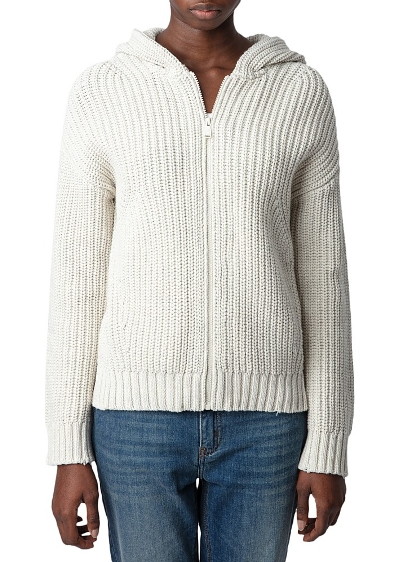 Zadig & Voltaire Anya Zippered Hooded Embroidered Cardigan
