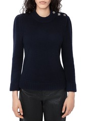 Zadig & Voltaire Betson Embellished Shoulder Cashmere Sweater