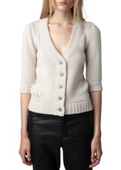 Zadig & Voltaire Betsy Rhinestone Star Button Wool & Cashmere Cardigan