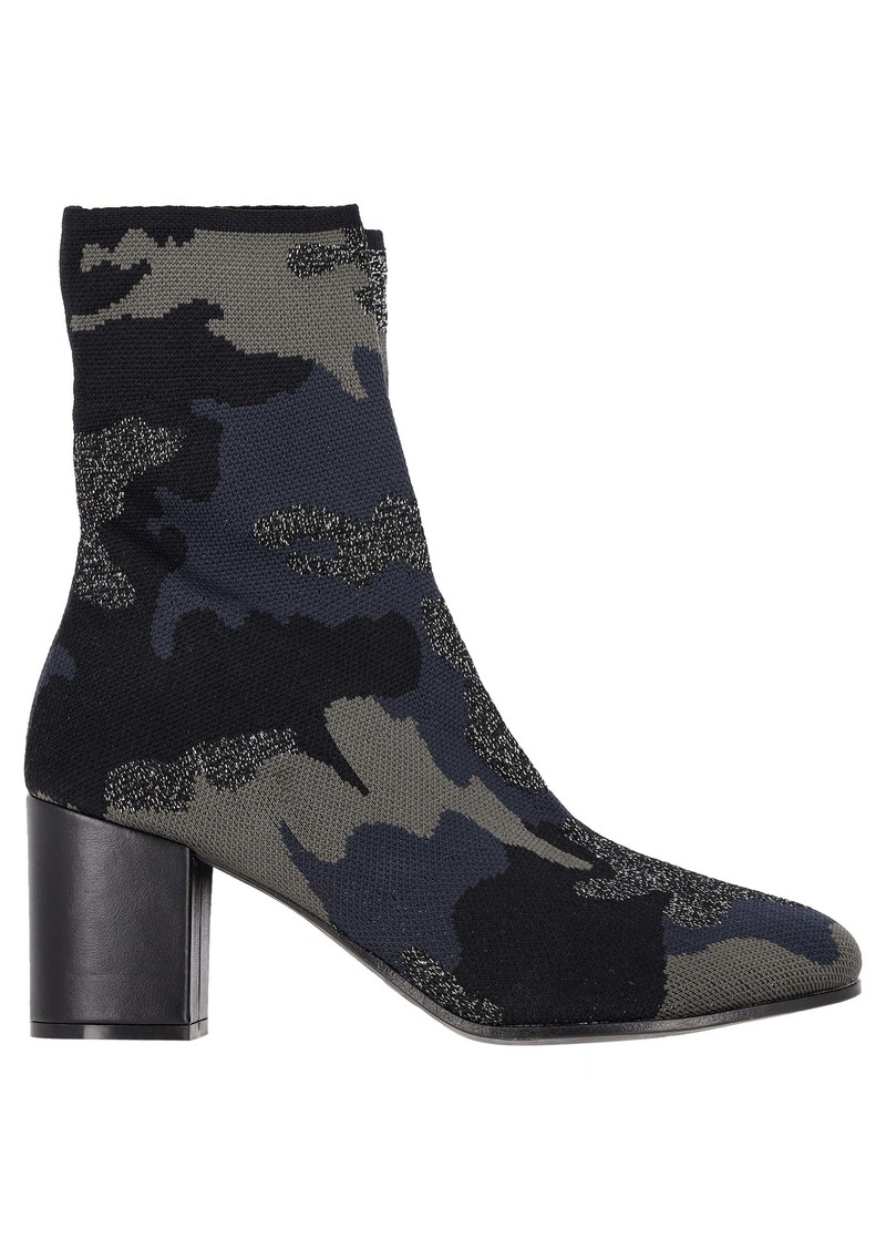 Zadig & Voltaire Camouflage Print Ankle Boots in Multicolor Knit Fabric