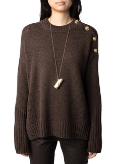 Zadig & Voltaire Cashmere Wool Button Shoulder Sweater