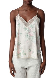 Zadig & Voltaire Christy Jac Chains Faded Lace Trim Silk Camisole