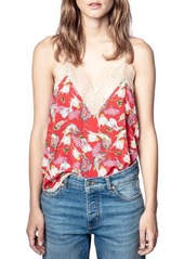 Zadig & Voltaire Christy Paisley Print Silk Camisole in Rouge at Nordstrom