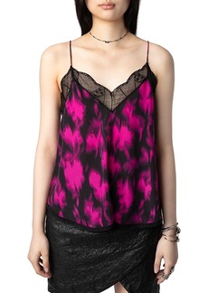 Zadig & Voltaire Christy Silk Printed Lace Trim Cami