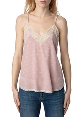 Zadig & Voltaire Christy Wing Print Lace Trim Top
