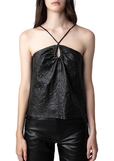 Zadig & Voltaire Crinkle Leather Keyhole Top
