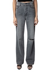 Zadig & Voltaire Evy Ripped Flared Jeans in Gris