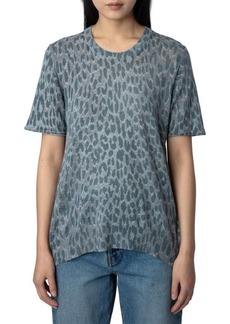 Zadig & Voltaire Ida Leopard Pattern Short Sleeve Cashmere Sweater