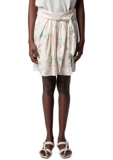 Zadig & Voltaire Joji Floral Jacquard Tie Waist Silk Skirt