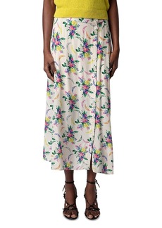 Zadig & Voltaire June Floral Button Front Midi Skirt
