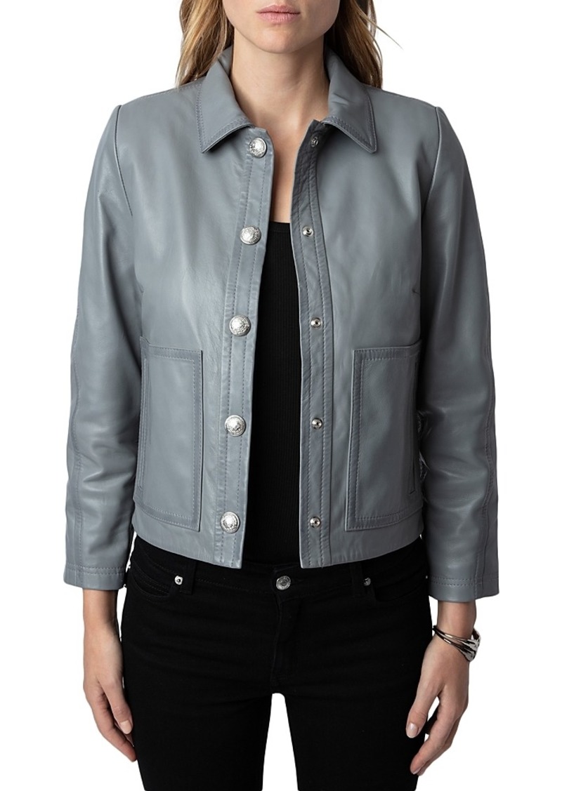 Zadig & Voltaire Litchi Cuir Lisse Leather Jacket