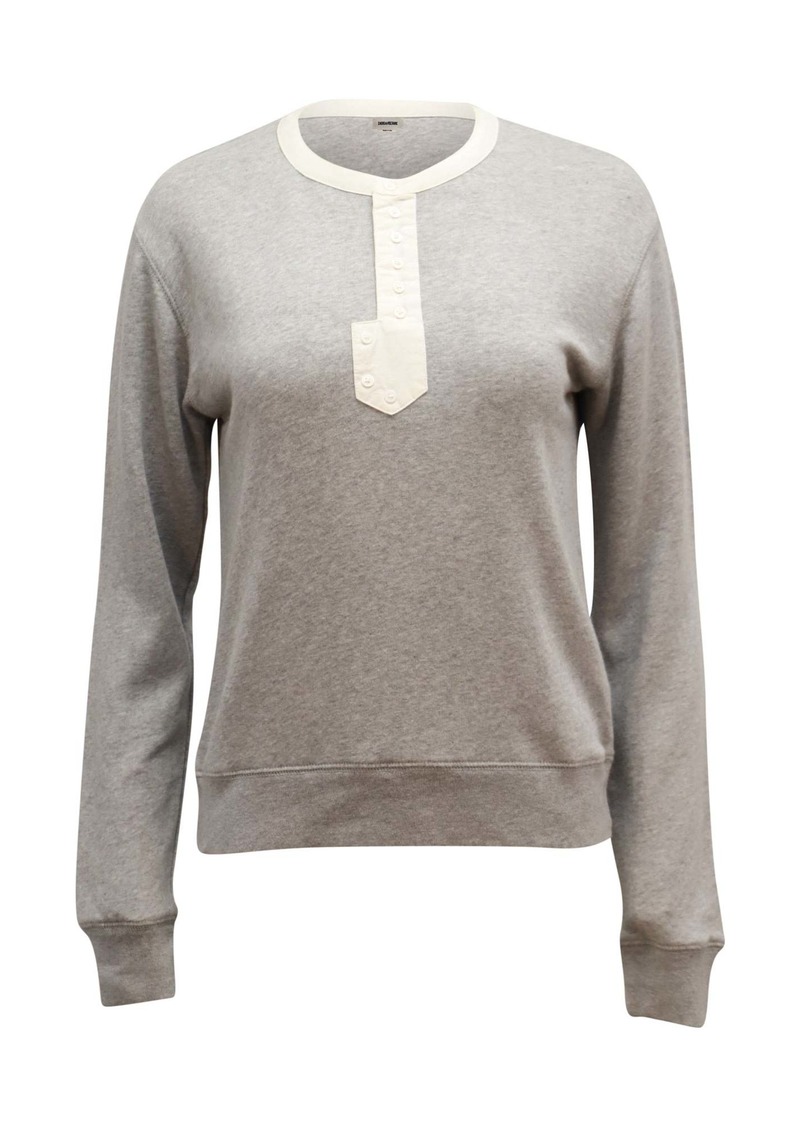 Zadig & Voltaire Logo Long Sleeve Sweatshirt in Grey Cotton