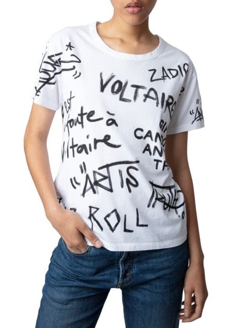 Zadig & Voltaire Marta Manifesto Tag Cotton Graphic T-Shirt
