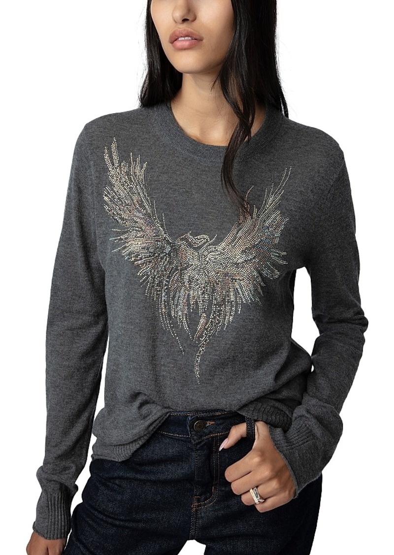Zadig & Voltaire Miss Crystal Eagle Graphic Cashmere Sweater