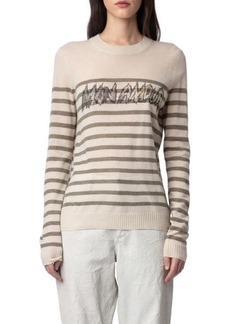 Zadig & Voltaire Mon Amour Rhinestone Stripe Cashmere Sweater