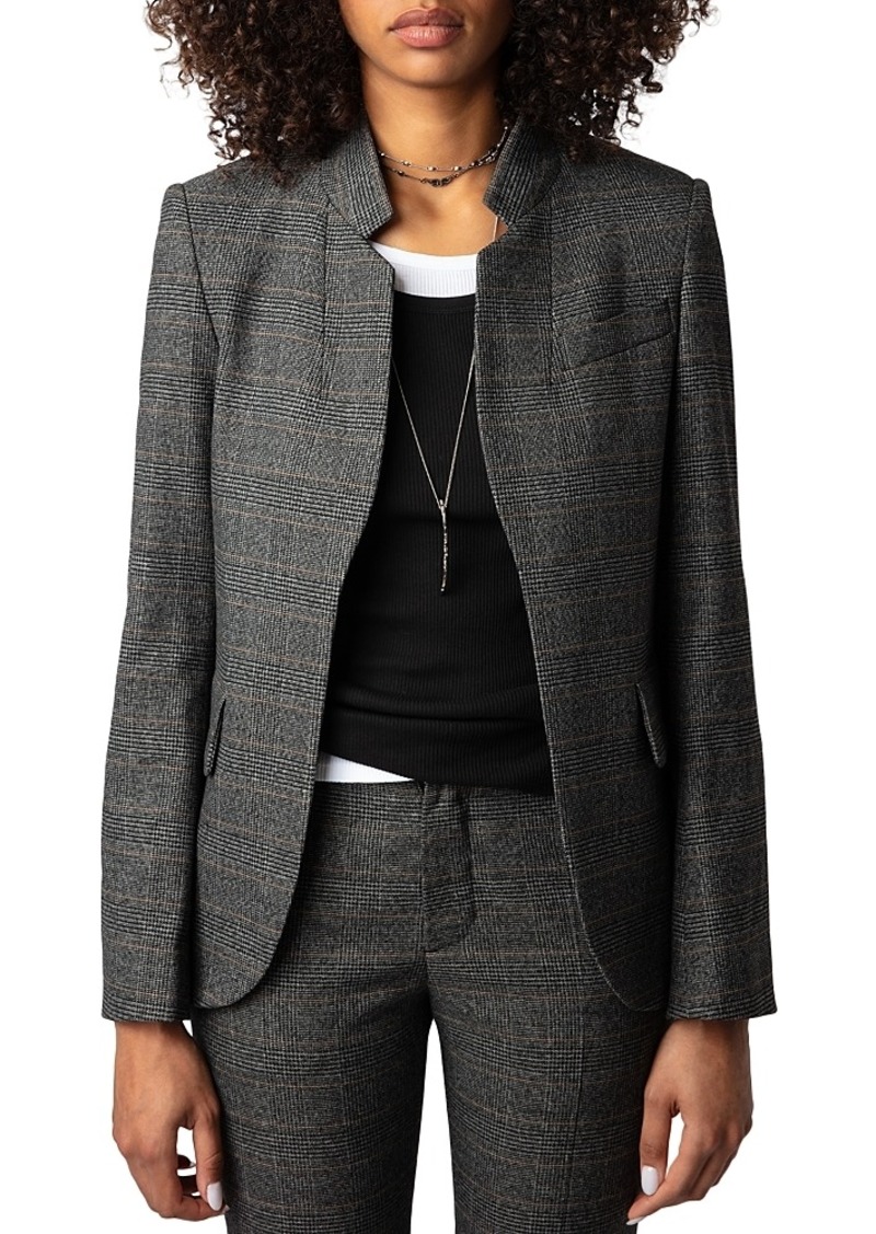 Zadig & Voltaire Plaid Notched Collar Blazer