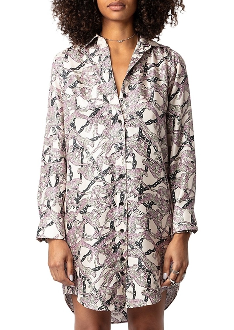 Zadig & Voltaire Rais Twill Wild Chain Printed Silk Dress