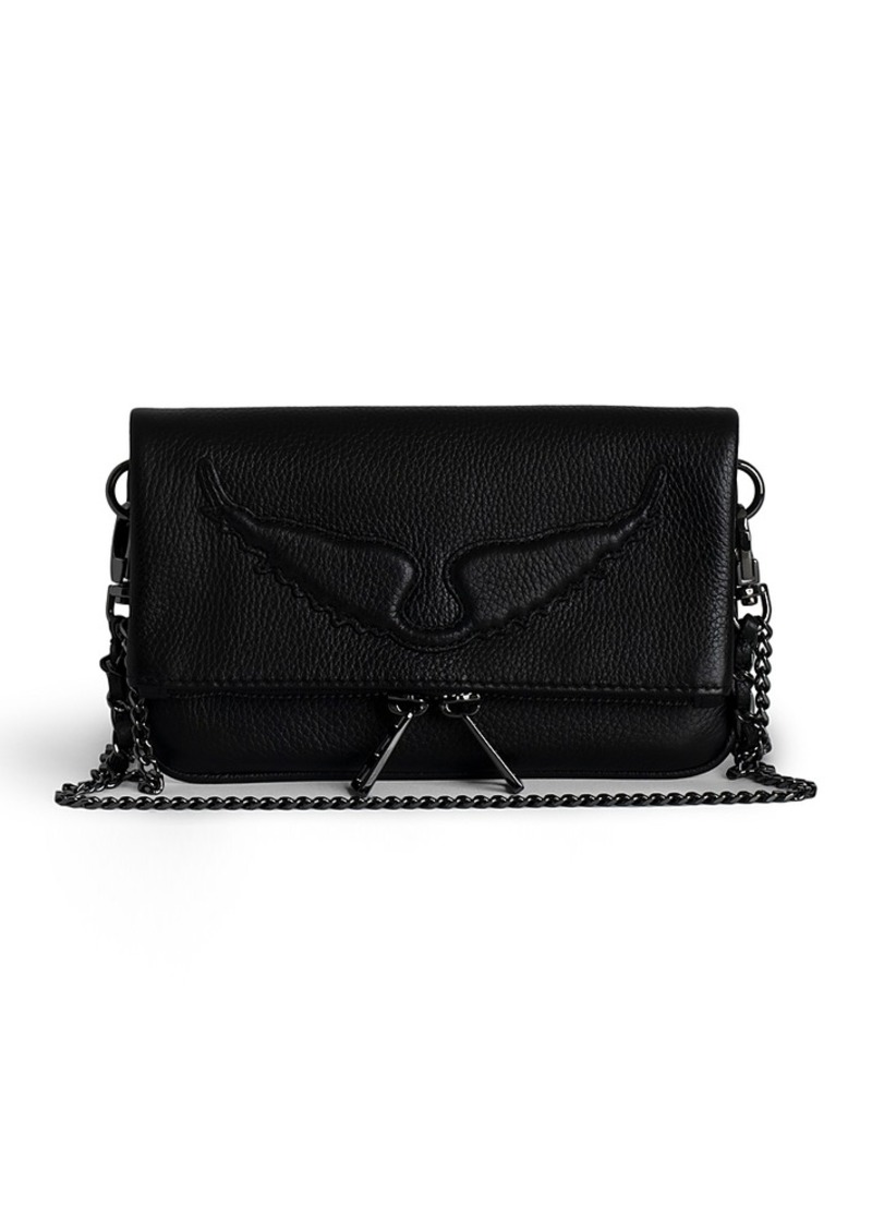 Zadig & Voltaire Rock Nano Wings Grained Leather Clutch