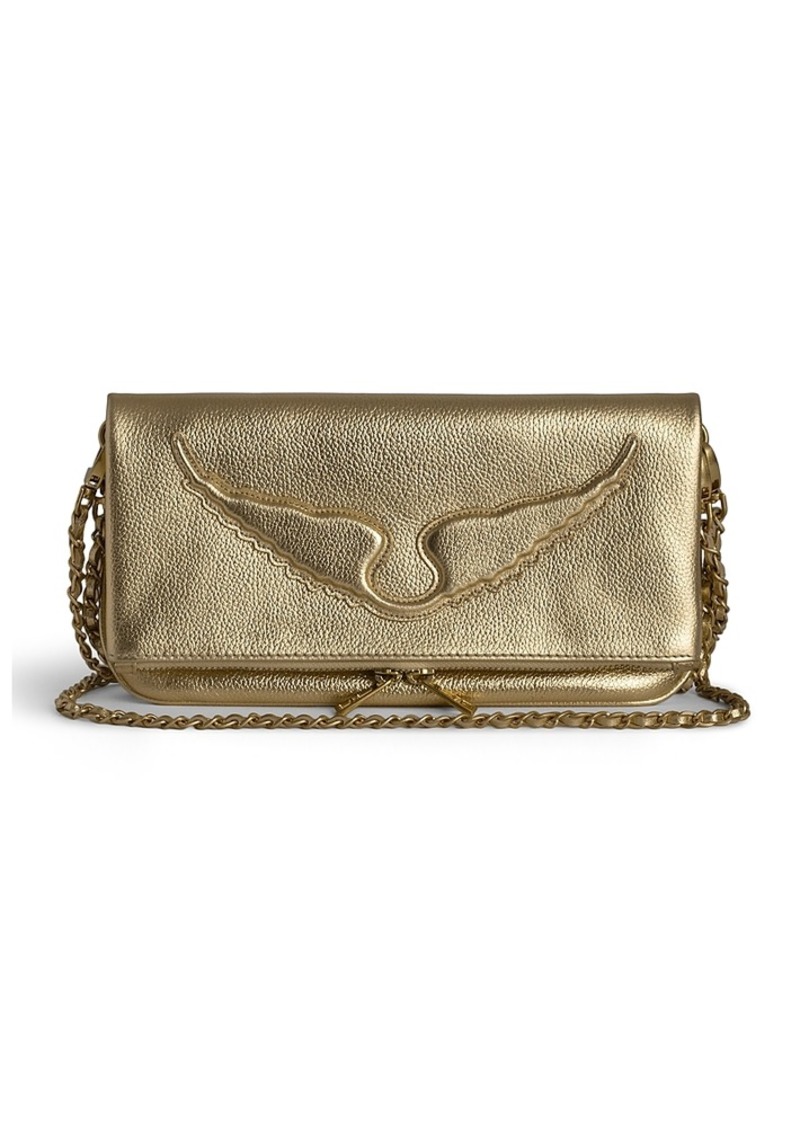 Zadig & Voltaire Rock Wings Metallic Grained Leather Clutch