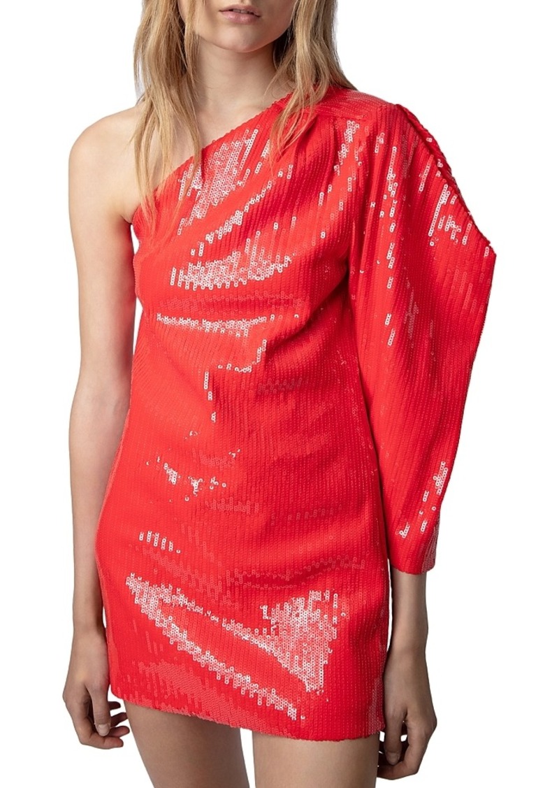 Zadig & Voltaire Roely Sequin One Shoulder Mini Dress