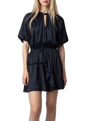 Zadig & Voltaire Romina Satin Balloon Sleeve Mini Dress