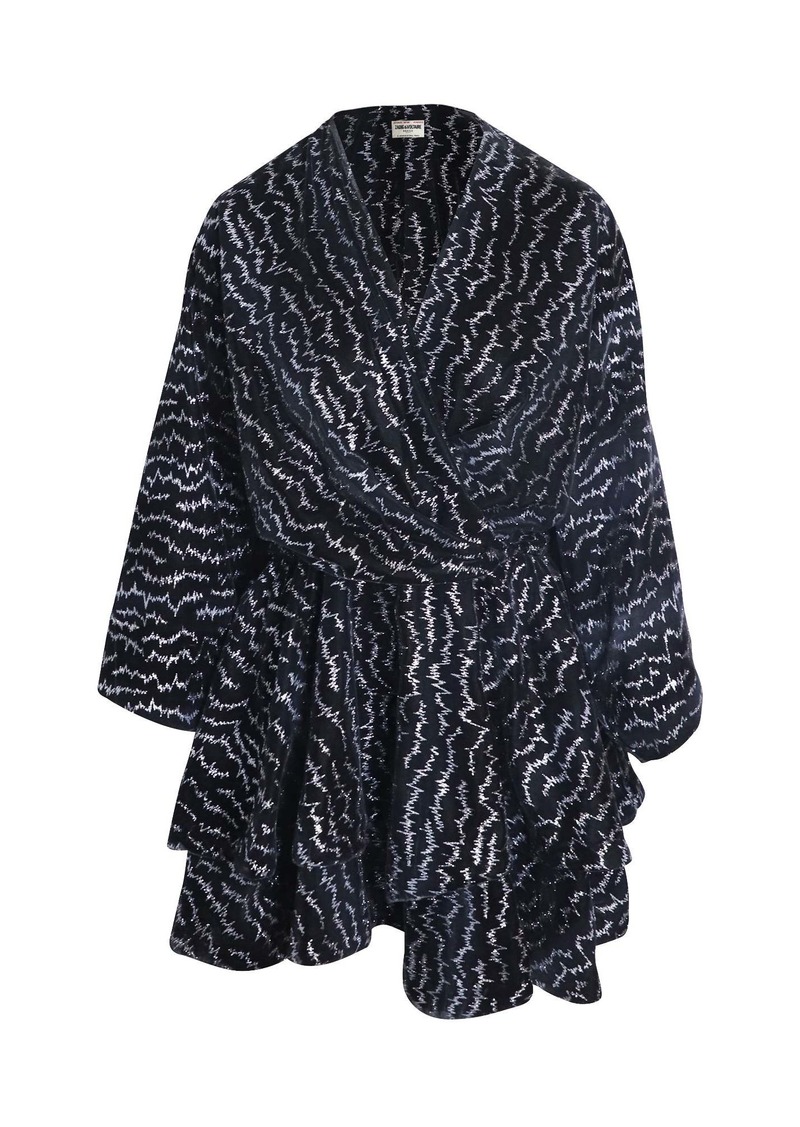 Zadig & Voltaire Ruffle Velour Mini Dress in Black Viscose