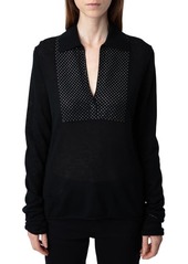 Zadig & Voltaire Sally Diamanté V-Neck Cashmere Sweater