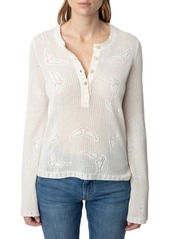 Zadig & Voltaire Salmyr Wings Cotton Pointelle Henley Sweater