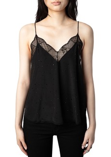 Zadig & Voltaire Silk Lace Trim Embellished Cami