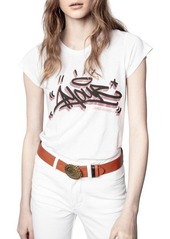 Zadig & Voltaire Skinny Jormi Strass Graphic Tee in Lait at Nordstrom