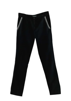 Zadig & Voltaire Slim Fit Stretch Pants with Embroidery in Black Velvet