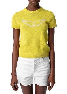 Zadig & Voltaire Sorly Li Short Sleeve Wings Logo Sweater
